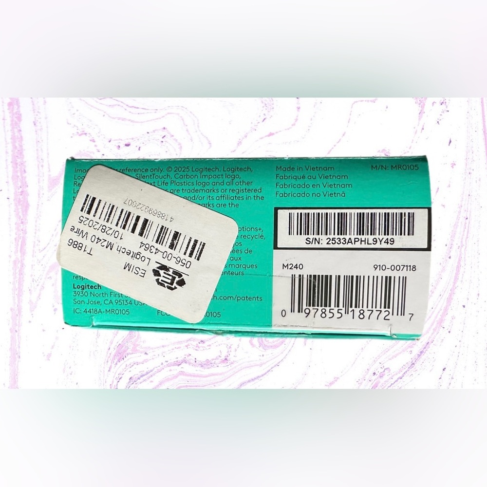 Logitech M240 Wireless Mouse- Lavender: Bluetooth and Lightweight Design NWT - Picture 9 of 9